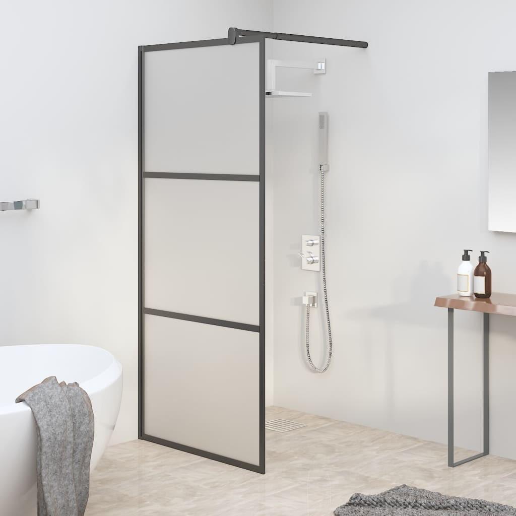 Brusevæg 80x195 cm matteret sikkerhedsglas sort