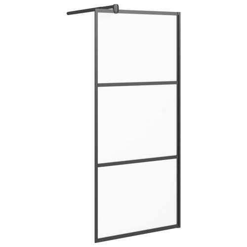 Brusevæg 80x195 cm matteret sikkerhedsglas sort
