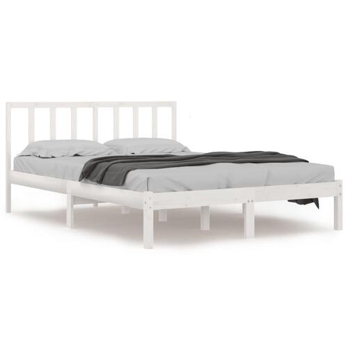 Sengeramme 140x200 cm massivt fyrretræ hvid