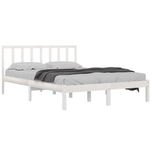 Sengeramme 140x200 cm massivt fyrretræ hvid