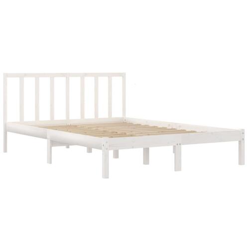 Sengeramme 140x200 cm massivt fyrretræ hvid