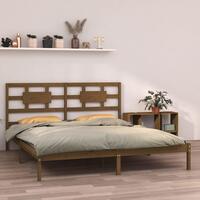 Sengeramme 200x200 cm massivt træ gyldenbrun