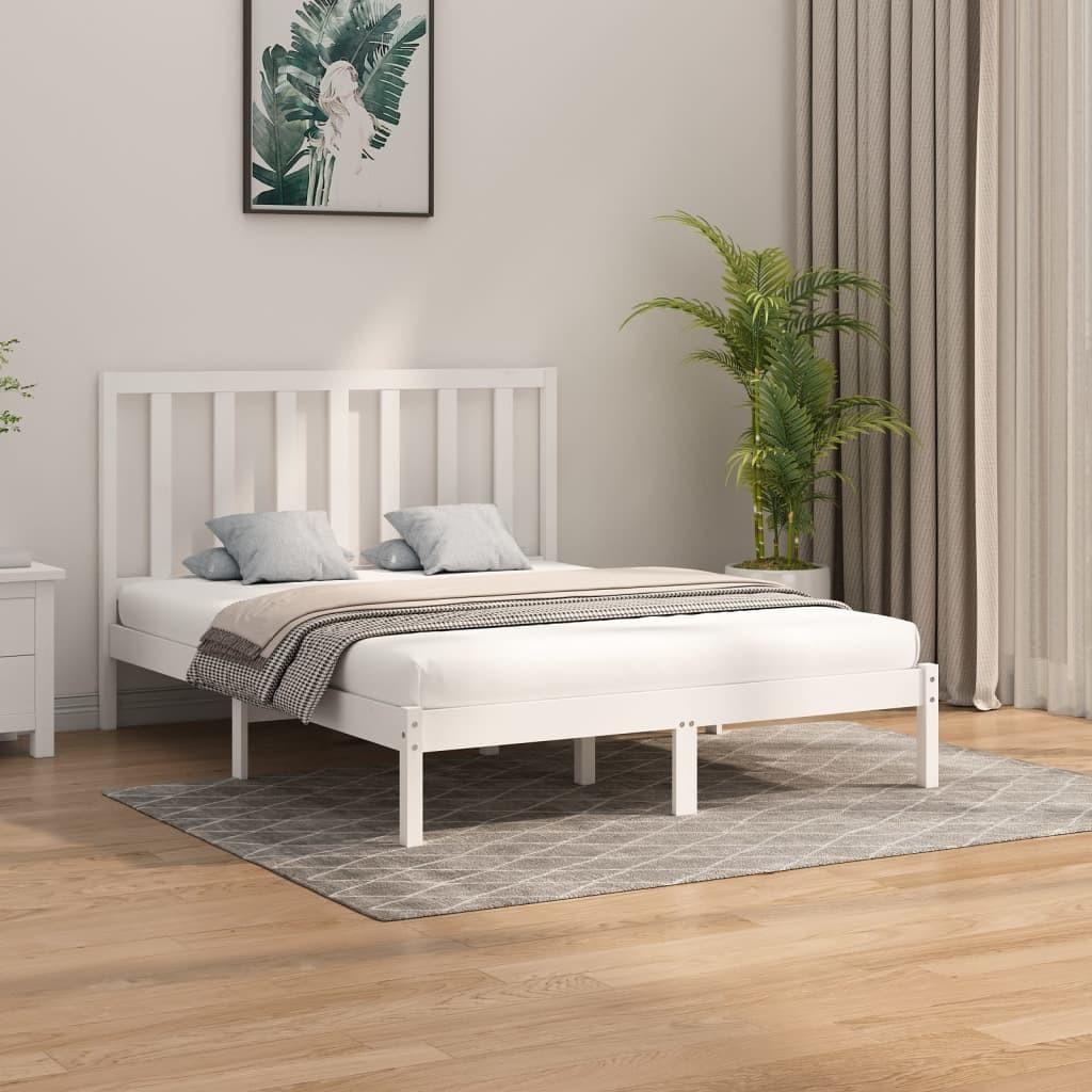 Sengeramme 140x200 cm massivt træ hvid