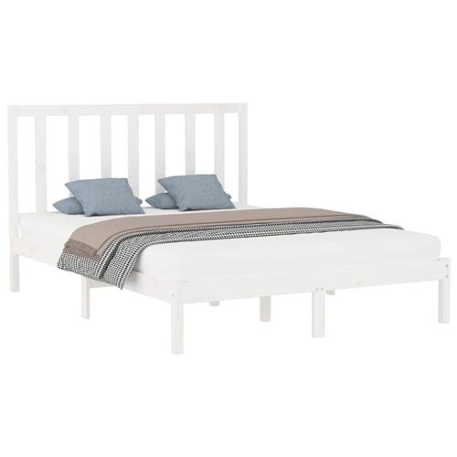 Sengeramme 140x200 cm massivt træ hvid