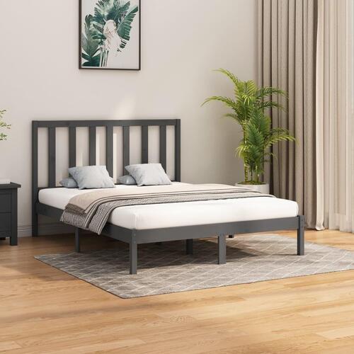 Sengeramme 150x200 cm King Size massivt fyrretræ grå