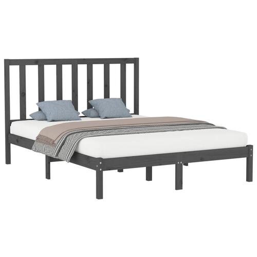 Sengeramme 150x200 cm King Size massivt fyrretræ grå