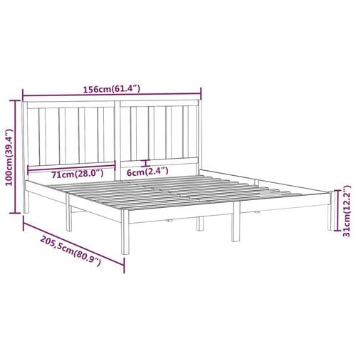 Sengeramme 150x200 cm King Size massivt fyrretræ grå