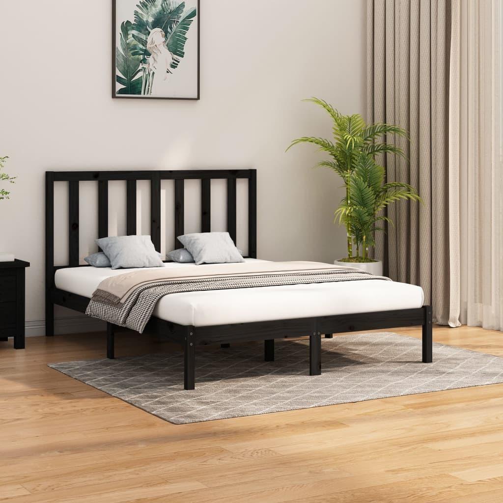 Sengeramme 150x200 cm King Size massivt træ sort