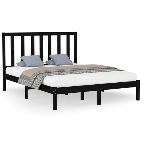 Sengeramme 150x200 cm King Size massivt træ sort