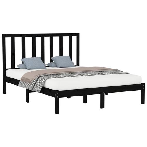 Sengeramme 150x200 cm King Size massivt træ sort