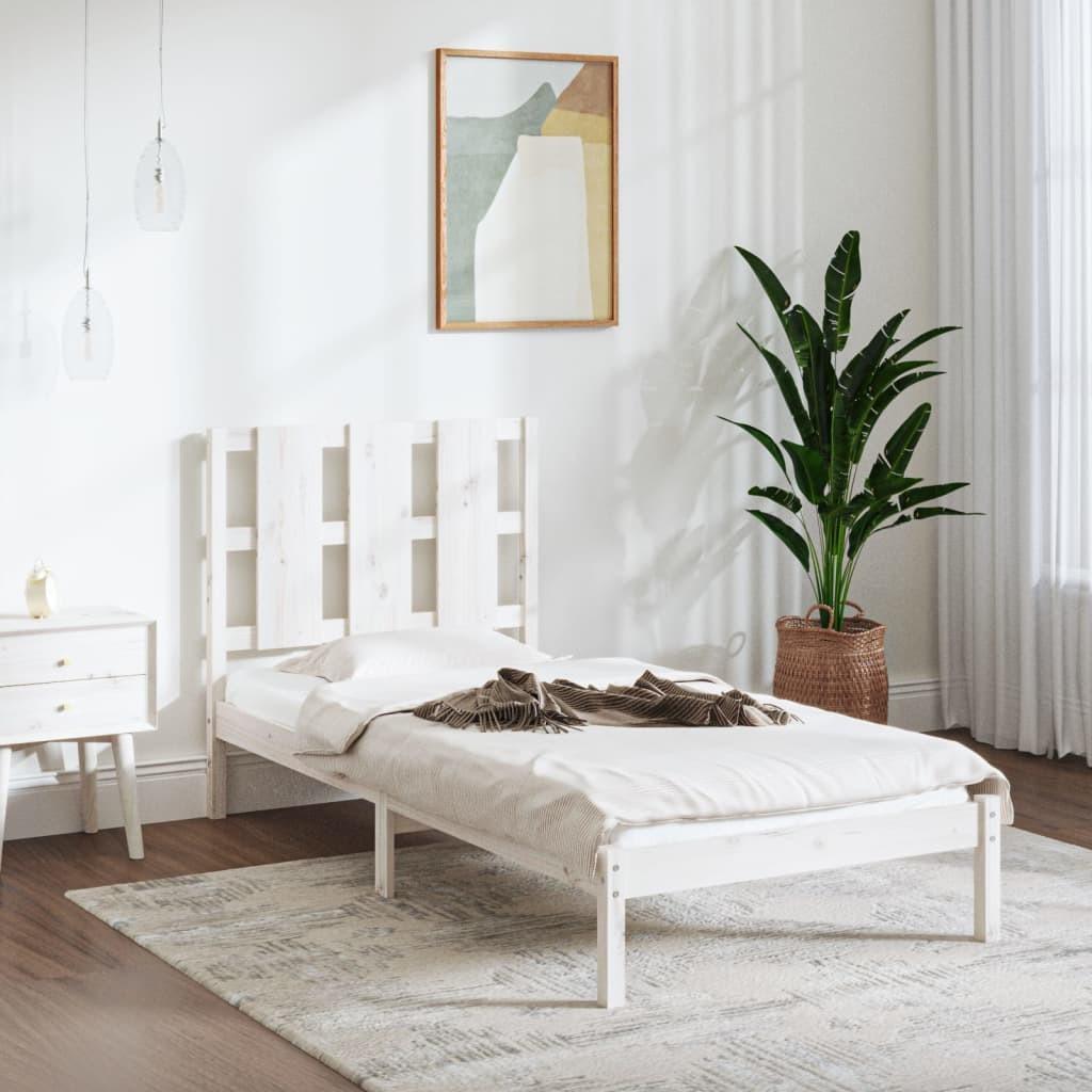 Sengeramme 90x190 cm Single massivt træ hvid