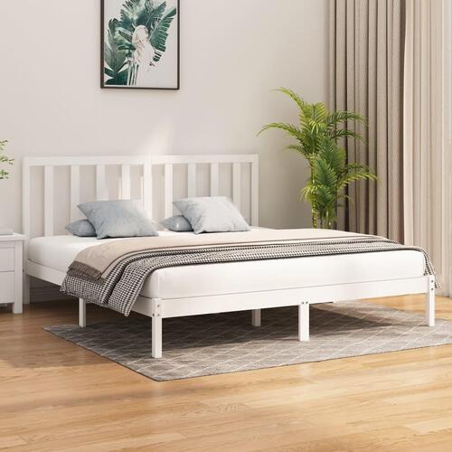 Sengestel 180x200 cm Super King massivt fyrretræ hvid