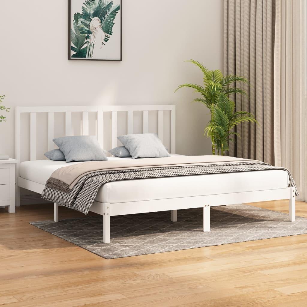 Sengestel 180x200 cm Super King massivt fyrretræ hvid