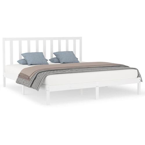 Sengestel 180x200 cm Super King massivt fyrretræ hvid