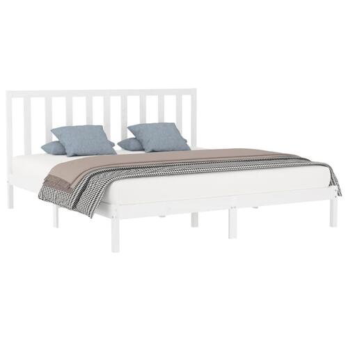 Sengestel 180x200 cm Super King massivt fyrretræ hvid