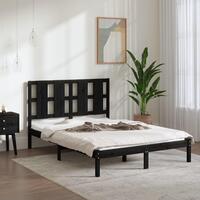 Sengeramme 140x190 cm massivt fyrretræ sort