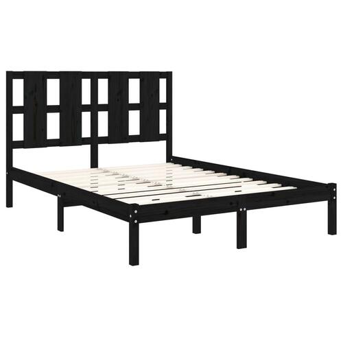 Sengeramme 140x190 cm massivt fyrretræ sort