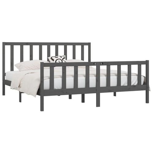 Sengestel 180x200 cm Super King massivt fyrretræ grå