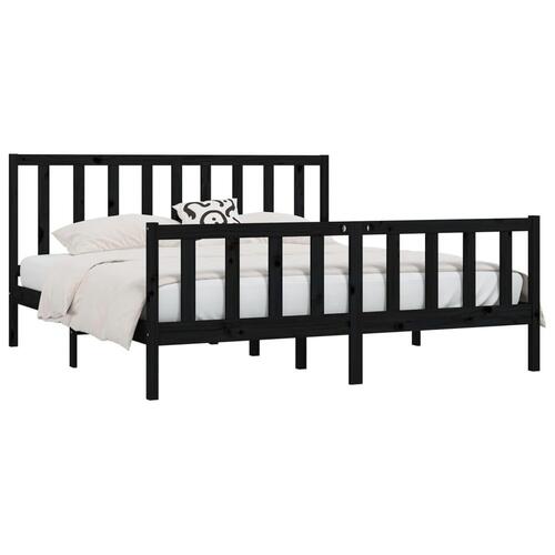 Sengestel 180x200 cm Super King massivt fyrretræ sort