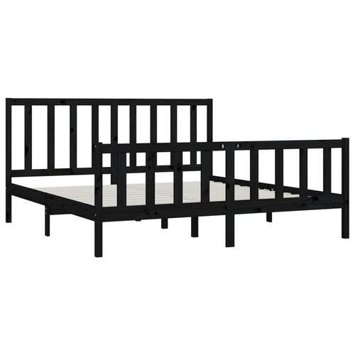 Sengestel 180x200 cm Super King massivt fyrretræ sort