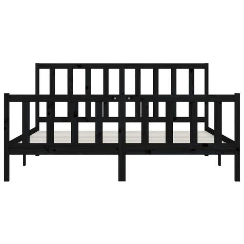 Sengestel 180x200 cm Super King massivt fyrretræ sort
