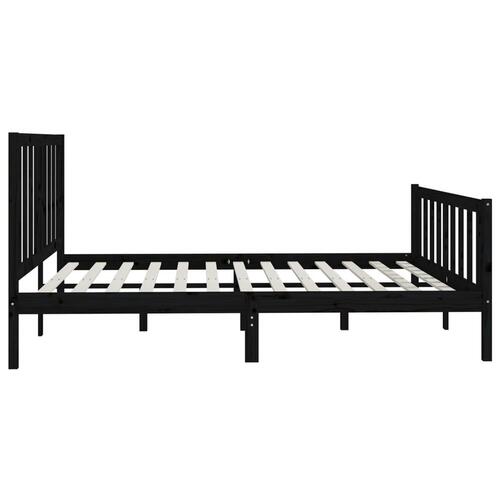 Sengestel 180x200 cm Super King massivt fyrretræ sort