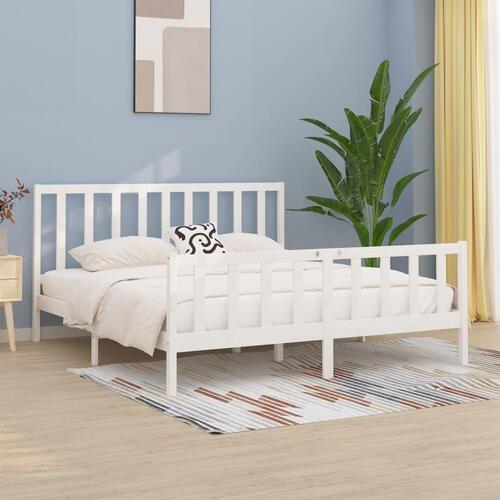 Sengeramme 200x200 cm massivt træ hvid