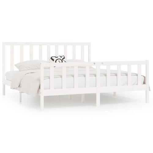 Sengeramme 200x200 cm massivt træ hvid