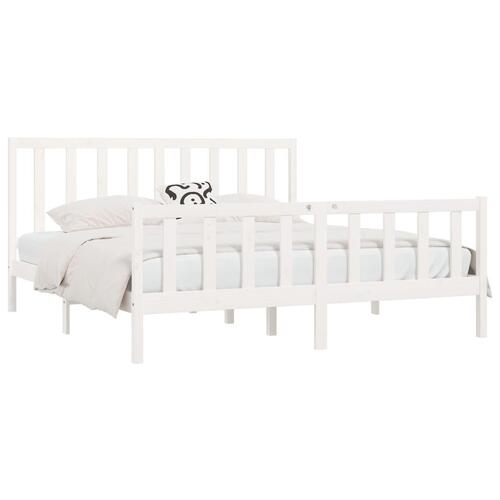 Sengeramme 200x200 cm massivt træ hvid