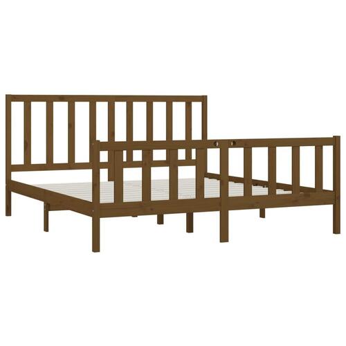 Sengeramme 200x200 cm massivt træ gyldenbrun