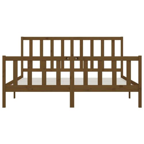 Sengeramme 200x200 cm massivt træ gyldenbrun