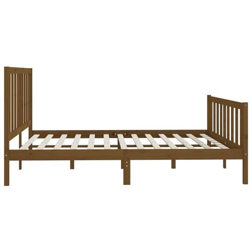Sengeramme 200x200 cm massivt træ gyldenbrun