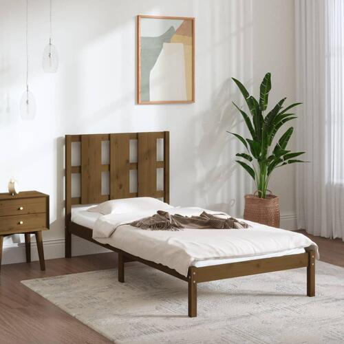 Sengeramme 100x200 cm massivt fyrretræ gyldenbrun