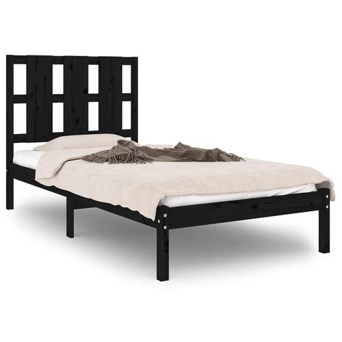 Sengeramme 100x200 cm massivt fyrretræ sort
