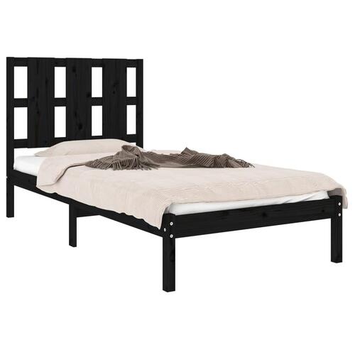 Sengeramme 100x200 cm massivt fyrretræ sort
