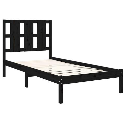 Sengeramme 100x200 cm massivt fyrretræ sort