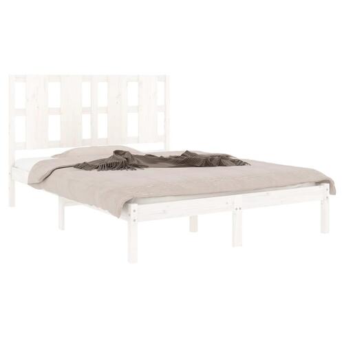 Sengeramme 120x200 cm massivt fyrretræ hvid