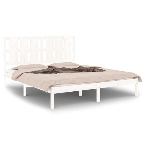 Sengeramme 150x200 cm King Size massivt fyrretræ hvid