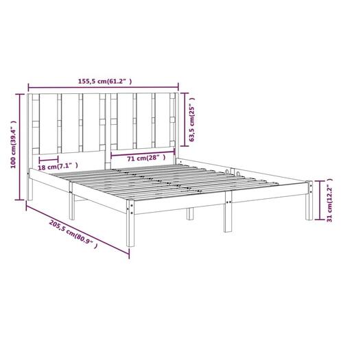 Sengeramme 150x200 cm King Size massivt træ sort