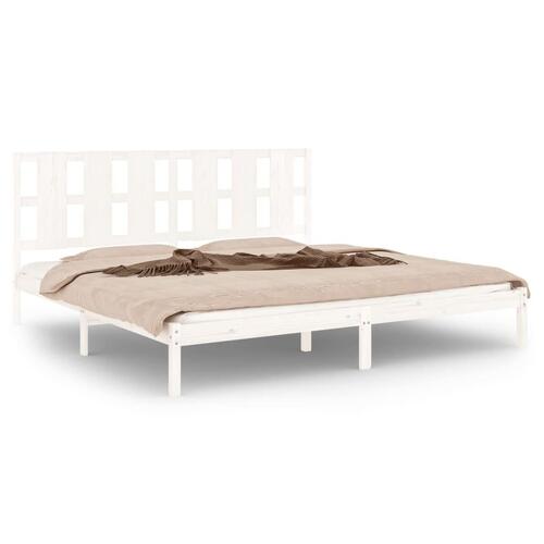 Sengestel 180x200 cm Super King massivt fyrretræ hvid