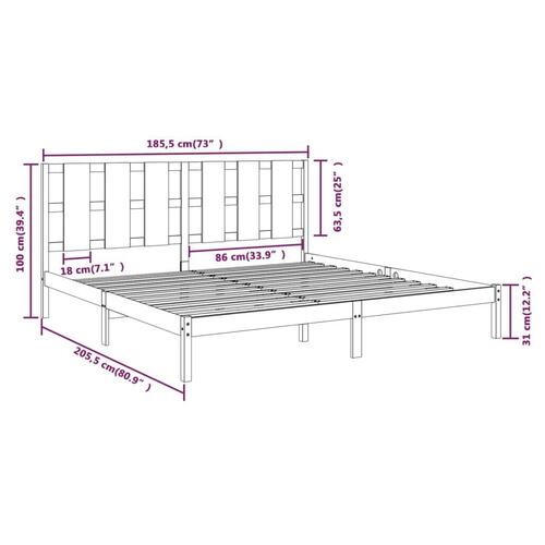 Sengestel 180x200 cm Super King massivt fyrretræ hvid