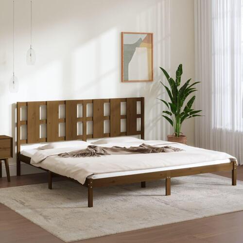Sengeramme 200x200 cm massivt fyrretræ gyldenbrun