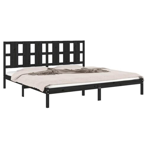 Sengeramme 200x200 cm massivt fyrretræ sort