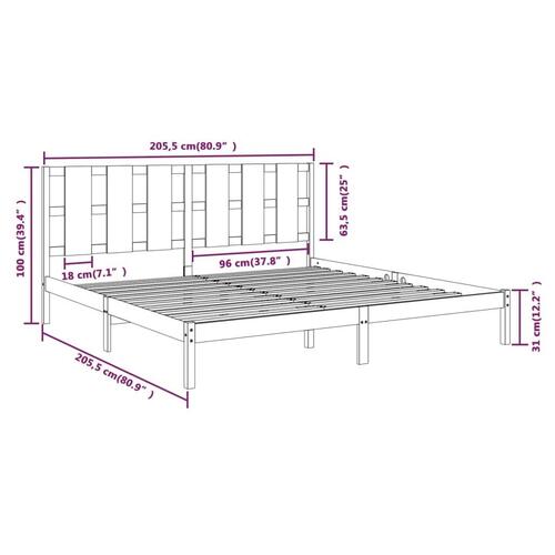 Sengeramme 200x200 cm massivt fyrretræ sort