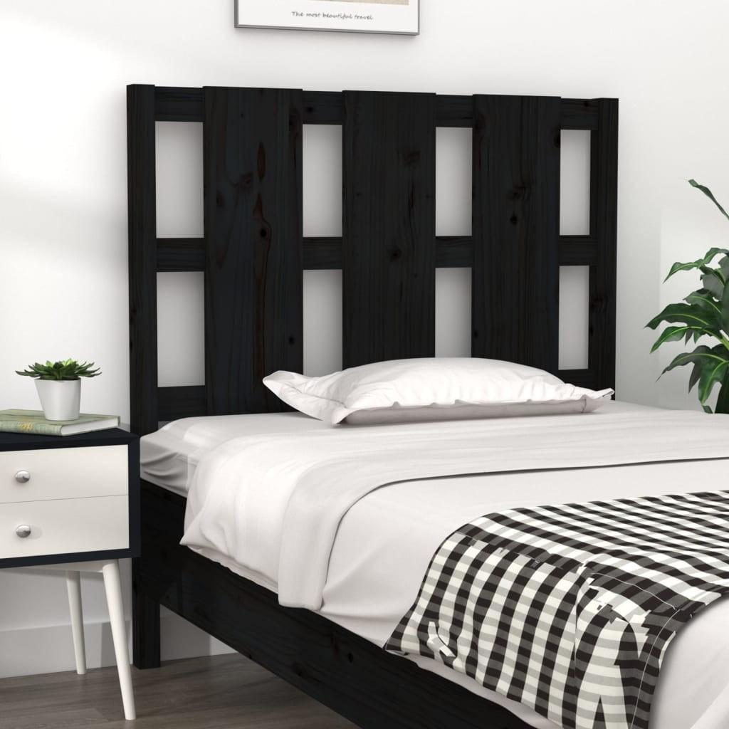 Sengegavl 105,5×4×100 cm i massivt fyrretræ - sort billede