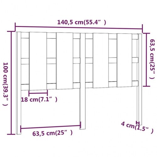 Sengegærde 140,5x4x100 cm massivt fyrretræ sort