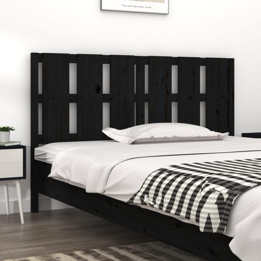 Sengegavl 155,5 × 4 × 100 cm i massivt fyrretræ - sort billede