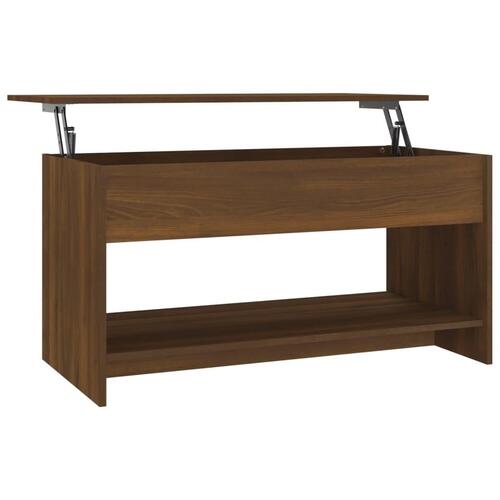 Sofabord 102x50x52,5 cm konstrueret træ brun egetræsfarve