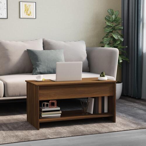 Sofabord 102x50x52,5 cm konstrueret træ brun egetræsfarve