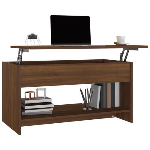 Sofabord 102x50x52,5 cm konstrueret træ brun egetræsfarve